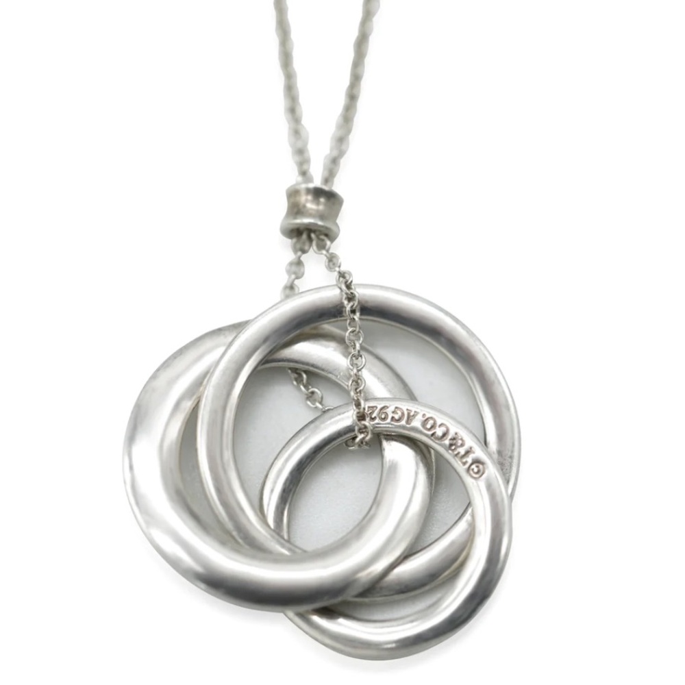 Tiffany & Co. 1837 Triple Interlocking Circle Pendant Necklace 18” SS